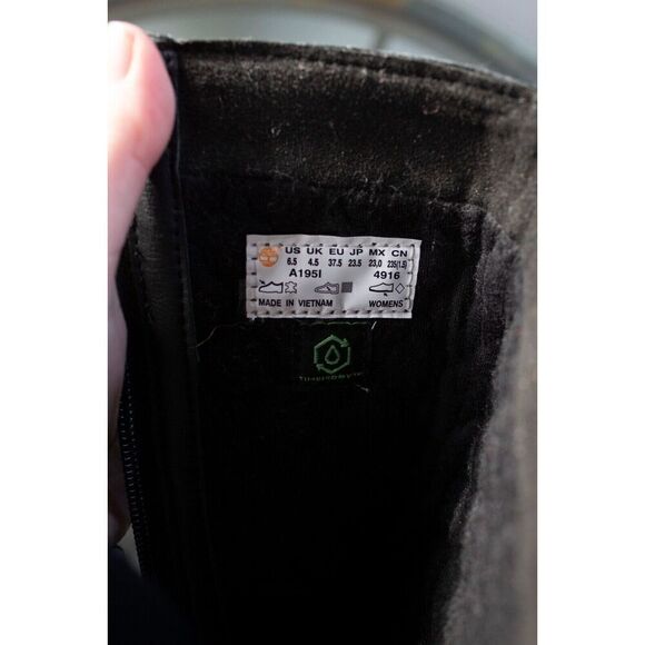 TIMBERLAND Wheelright Tall Boots Waterproof Black Cracked Leather Womens US 6.5 - Picture 7 of 7